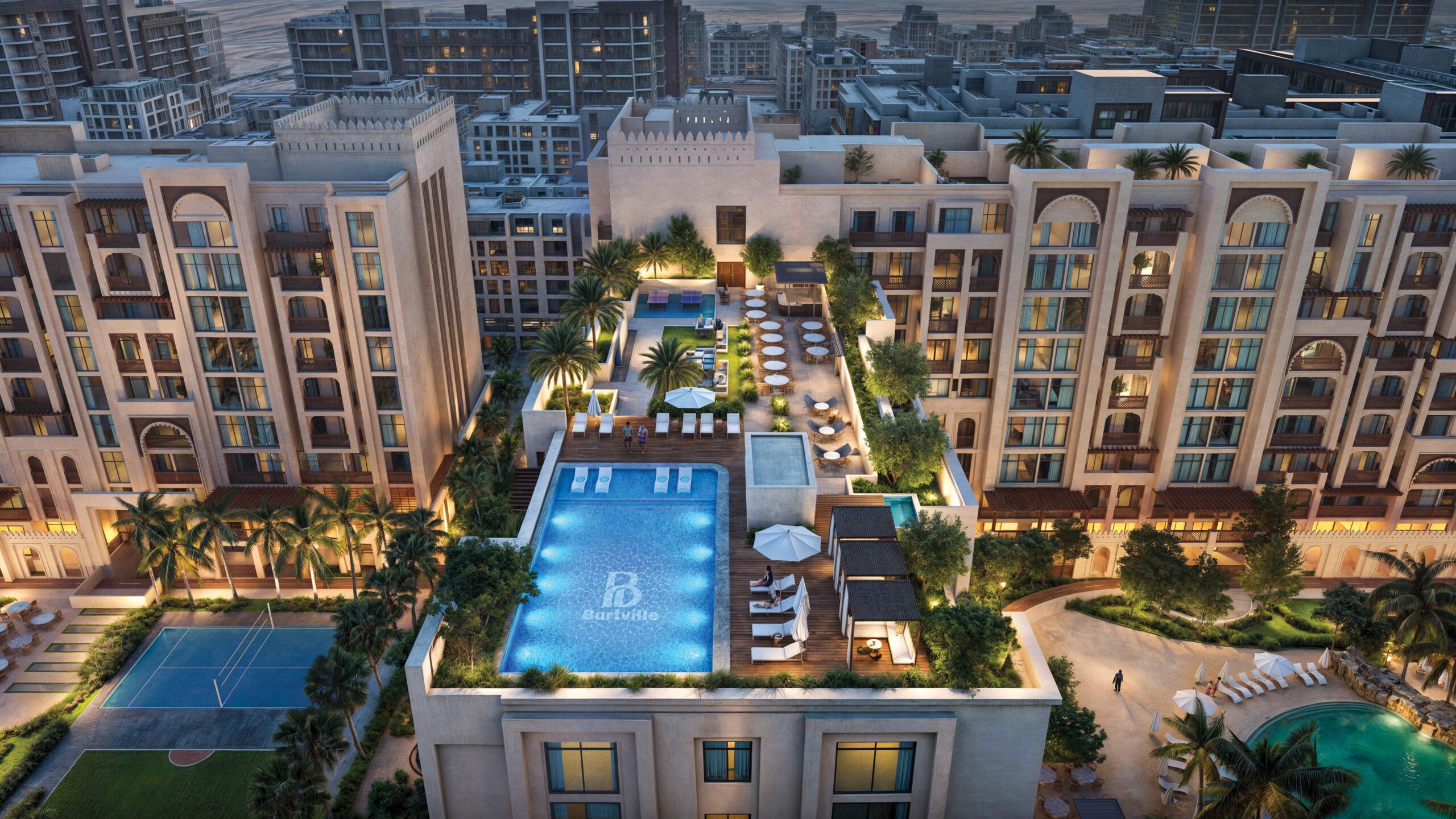 Ariel shot showing rooftop pool_Hi Res